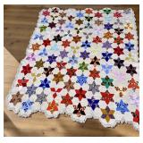 VTG Hand Crochet Star Blanket 91ï¿½ï¿½ x 104ï¿½ï¿½ Fringe