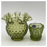 Vintage Avocado Green Glass Fenton Colonial