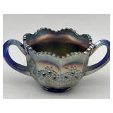 FENTON CARNIVAL GLASS ORANGE TREE 2-HANDLED SUGAR