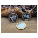 3 - .999 Fine Silver Casino Tokens 1oz Each