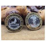 2 - .999 Fine Silver Casino Tokens 1oz Each