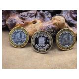 3 - .999 Fine Silver Casino Tokens 1oz Each