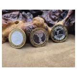 3 - .999 Fine Silver Casino Tokens 1oz Each