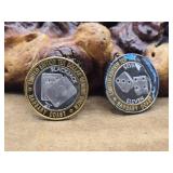 2 - .999 Fine Silver Casino Tokens 1oz Each