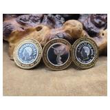 3 - .999 Fine Silver Casino Tokens 1oz Each