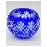 VINTAGE BOHEMIAN COBALT BLUE CUT TO CLEAR CRYSTAL