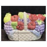 VINTAGE CERAMIC CANISTER SET BASKET OF FRUIT CKA