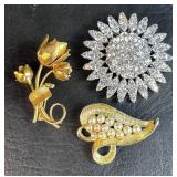 Trio of Unsigned Brooches