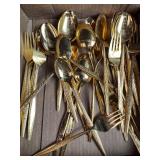 Flat of Gold Tone Flatware