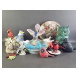 Collection of Bird Decor Blue Rooster Cardinals +