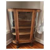 Antique Oak Curio Cabinet Clawfoot Display