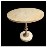 Neoclassical Marble Pedestal Side Table, With