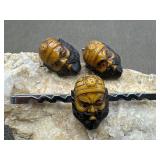 Vintage Carved Oriental Signed Cufflinks & Tie