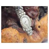 Ladies' Vtg 14K White Gold & Diamond Watch