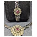 Heavy Pink & Clear Rhinestone Costume Jewelry