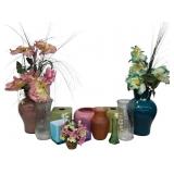 Lot of Vases ,  Hoosier , Faux Flowers +