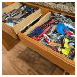Contents of Drawer & Cabinet w/ Knives & Utensils