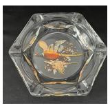 Vintage Heavy Pheasant Glass Ashtray No