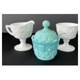 Fenton Turquoise Block & Star Candy Jar & Indiana