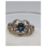 SZ. 8, 925 SILVER BLUE TOPAZ HEART RING