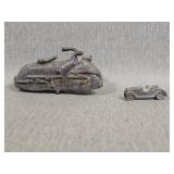 Antique Cast Iron Motorcycle & Monopoly Car Piece