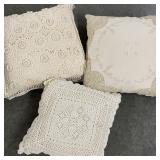 3 Granny Core Crochet Lace Throw Pillows