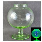 Uranium Glass Ivy Ball Vase