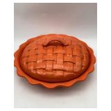 VINTAGE 1976 BELL CERAMICS ORANGE BASKETWEAVE