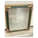 VICTORIAN BEVELED WALL MIRROR GREEN & GOLD