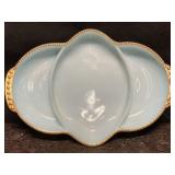 FIRE KING BLUE DIVIDED RELISH TRAY