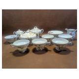 Moss Rose Porcelain Saucers and Cups ++