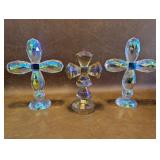OLEG CASSINI CRYSTAL CUT IRIDESCENT GLASS CROSS
