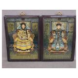 Reverse Paintings on Glass of Royal Couple Chinese
