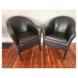 Pr Mid Century Style Club Chairs Faux Leather
