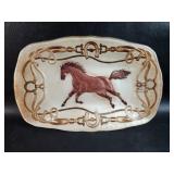 Hand Painted Horse Glass Platter Serving Tray