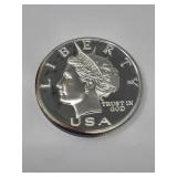 1 Troy OZ Fine Silver Round Norfed Liberty Dollar