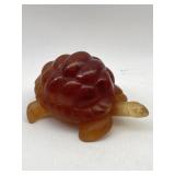 CRYSTAL ART GLASS TURTLE AMBER