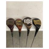4 VINTAGE GOLF CLUBS WOOD DRIVERS SPALDING &