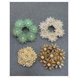 Two Signed Coro with Celluloid Vintage Brooch