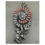 Vintage Coral Color Beads Dress Clip or Fur Clip