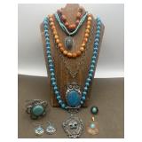 Faux Turquoise & Amber Resin Color Beads Costume