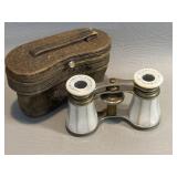 Chevalier Paris Opera Glasses w/ Case Brass & MOP