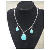 Sterking Silver & Turquoise Necklace Earring Set