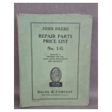 Early John Deere Parts Price List Catalog