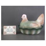 Fenton Folk Art Hen on Nest Hand Painted Signed