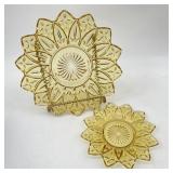 2 Federal Glass Yellow Starburst Petal Sunflower