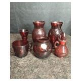 6 PCS. RUBY RED FLASH GLASS