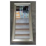 Large Silver Framed Beveled Mirror