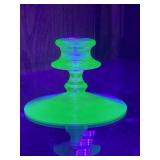 VINTAGE GREEN URANIUM GLASS CANDEL HOLDER