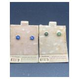 TWO SETS STERLING SILVER EARRINGS W/ 14K GOLD